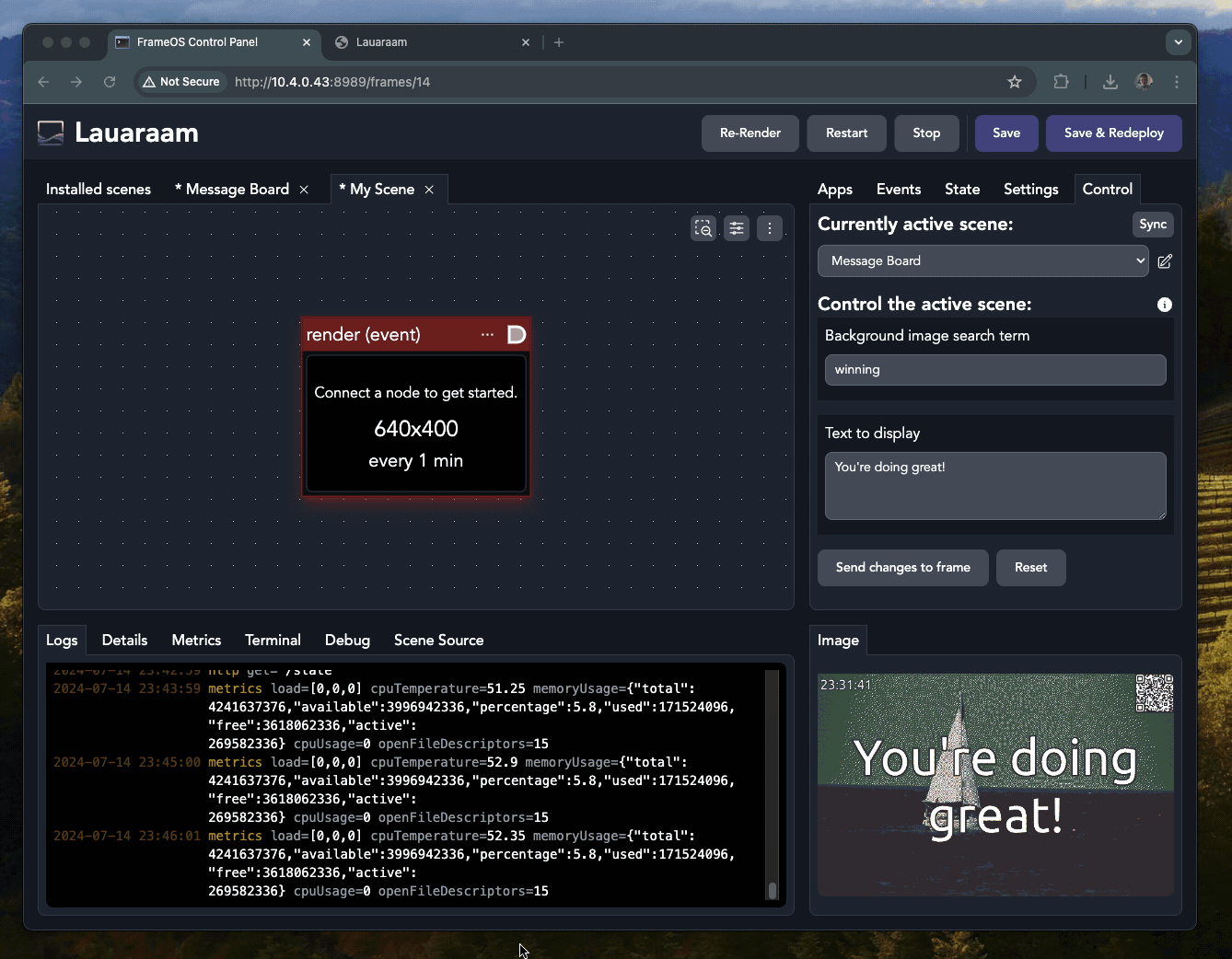 Adding a render app