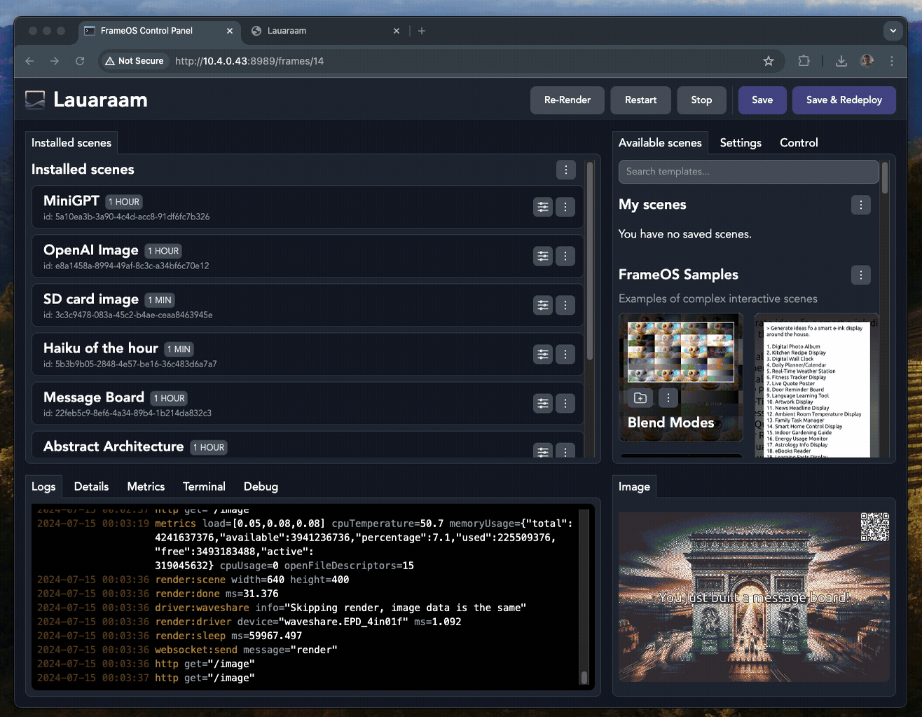 Sample scenes in the editor